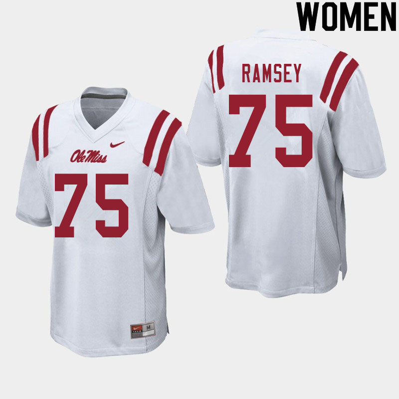 Bryce Ramsey Ole Miss Rebels NCAA Women's White #75 Stitched Limited College Football Jersey IAR3258VT